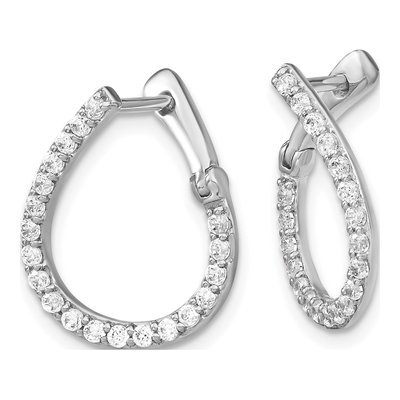 14K White Gold 5/8 ct tw 19mm Lab-Grown Diamond Huggie Hoop Earrings – view 3