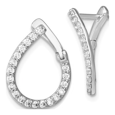 14K White Gold 5/8 ct tw 19mm Lab-Grown Diamond Huggie Hoop Earrings
