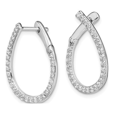 14K White Gold 3/4 ct tw 23mm Lab-Grown Diamond Huggie Hoop Earrings – view 3
