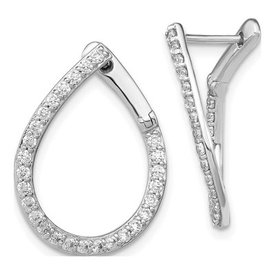 14K White Gold 3/4 ct tw 23mm Lab-Grown Diamond Huggie Hoop Earrings