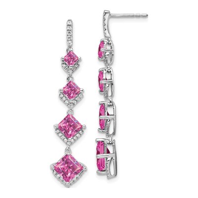14K White Gold 1/3 ct tw Lab-Grown Diamond Dangle Earrings
