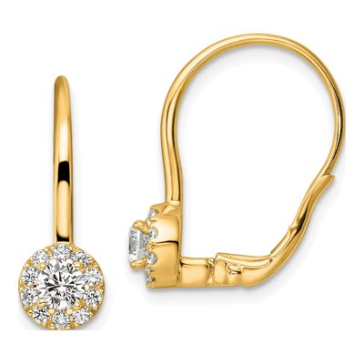 14K Yellow Gold 3/4 ct tw Lab-Grown Diamond Leverback Earrings
