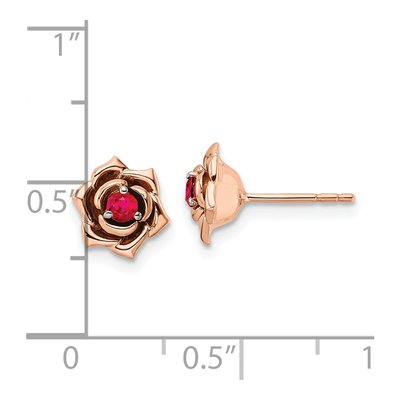 14K Two-Tone Gold 2.5mm Round Ruby Flower Stud Earrings – view 4