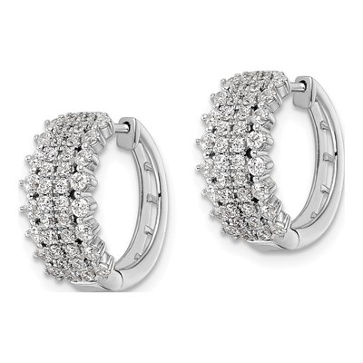 14K White Gold 1 ct tw 15mm Lab-Grown Diamond Huggie Hoop Earrings – view 2