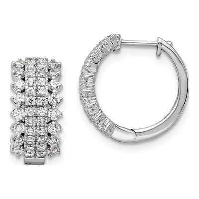 14K White Gold 1 ct tw 15mm Lab-Grown Diamond Huggie Hoop Earrings
