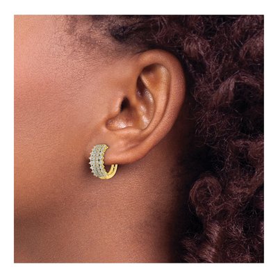 14K Yellow Gold 1 ct tw 15mm Lab-Grown Diamond Huggie Hoop Earrings – view 3