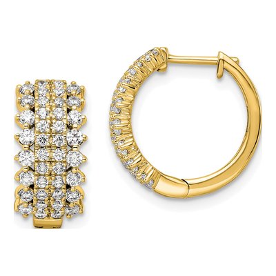 14K Yellow Gold 1 ct tw 15mm Lab-Grown Diamond Huggie Hoop Earrings