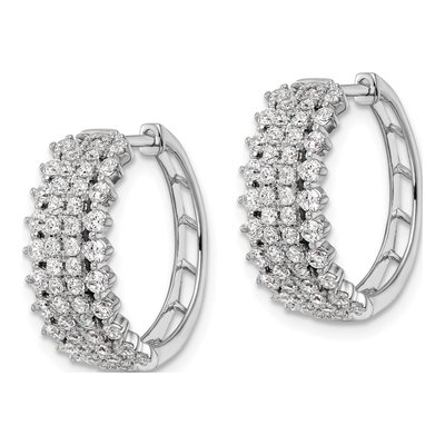 14K White Gold 1 1/2 ct tw 19mm Lab-Grown Diamond Huggie Hoop Earrings – view 3