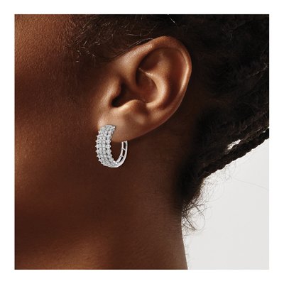 14K White Gold 1 1/2 ct tw 19mm Lab-Grown Diamond Huggie Hoop Earrings – view 4