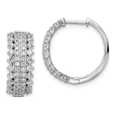 14K White Gold 1 1/2 ct tw 19mm Lab-Grown Diamond Huggie Hoop Earrings