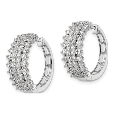 14K White Gold 2 ct tw 20mm Lab-Grown Diamond Huggie Hoop Earrings – view 2