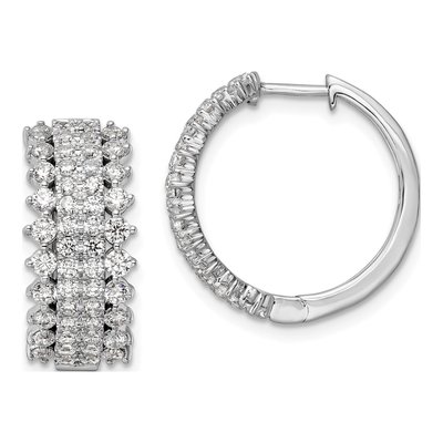 14K White Gold 2 ct tw 20mm Lab-Grown Diamond Huggie Hoop Earrings