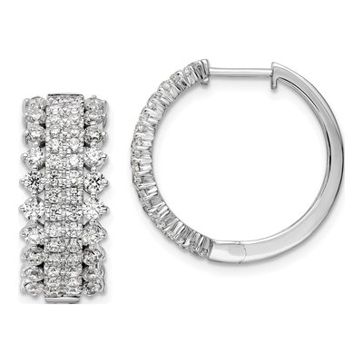 14K White Gold 2 1/2 ct tw 22mm Lab-Grown Diamond Huggie Hoop Earrings