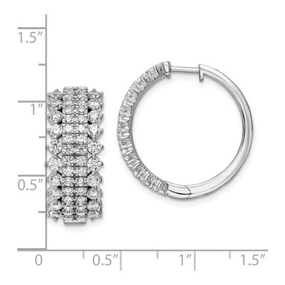 14K White Gold 3 ct tw 24mm Lab-Grown Diamond Huggie Hoop Earrings – view 4