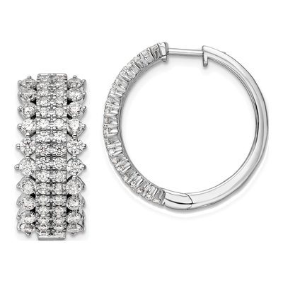 14K White Gold 3 ct tw 24mm Lab-Grown Diamond Huggie Hoop Earrings