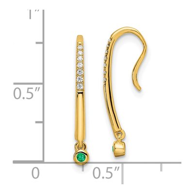 14K Yellow Gold 1/20 ct tw Emerald & Diamond Threader Earrings – view 3