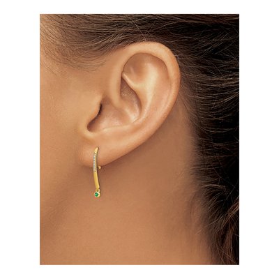 14K Yellow Gold 1/20 ct tw Emerald & Diamond Threader Earrings – view 4