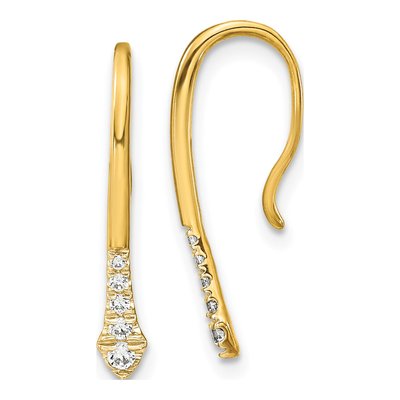 10K Yellow Gold 1/8 ct tw Diamond Wire Threader Earrings