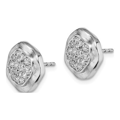 14K White Gold 5/8 ct tw 2.4mm Round Diamond Pave Circle Stud Earrings – view 2