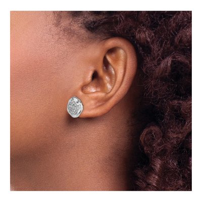 14K White Gold 5/8 ct tw 2.4mm Round Diamond Pave Circle Stud Earrings – view 4