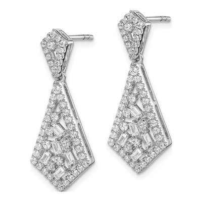 14K White Gold 3/4 ct Diamond Dangle Earrings – view 2