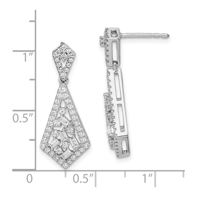 14K White Gold 3/4 ct Diamond Dangle Earrings – view 3