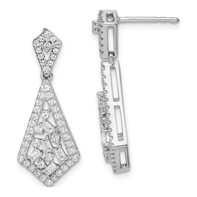 14K White Gold 3/4 ct tw Diamond Dangle Earrings
