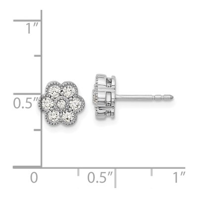 14K White Gold 1/2 ct tw 2.1mm Round Diamond Floral Stud Earrings – view 4