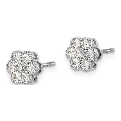 14K White Gold 1/2 ct tw 2.1mm Round Lab-Grown Diamond Floral Stud Earrings – view 2