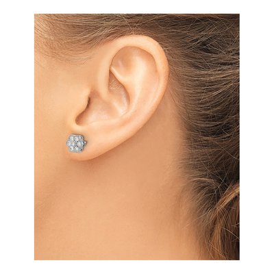 14K White Gold 1/2 ct tw 2.1mm Round Lab-Grown Diamond Floral Stud Earrings – view 3