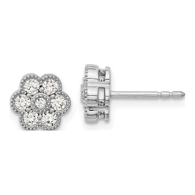 14K White Gold 1/2 ct tw 2.1mm Round Lab-Grown Diamond Floral Stud Earrings
