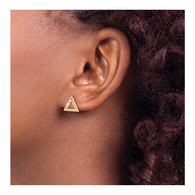 14K Rose Gold 1/20 ct tw Diamond Baguette Triangle Stud Earrings – view 3