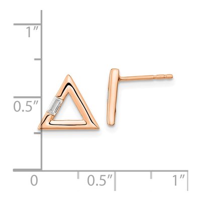 14K Rose Gold 1/20 ct tw Diamond Baguette Triangle Stud Earrings – view 4