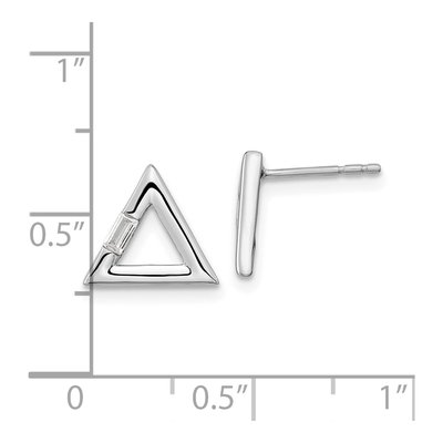 14K White Gold 1/20 ct tw Diamond Baguette Triangle Stud Earrings – view 2
