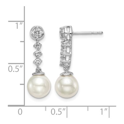 14K White Gold 0.34 ct tw Pearl & Diamond Dangle Earrings – view 4