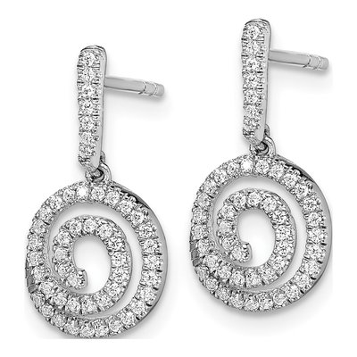 14K White Gold 1/3 ct tw Diamond Circle Swirl Dangle Earrings – view 2
