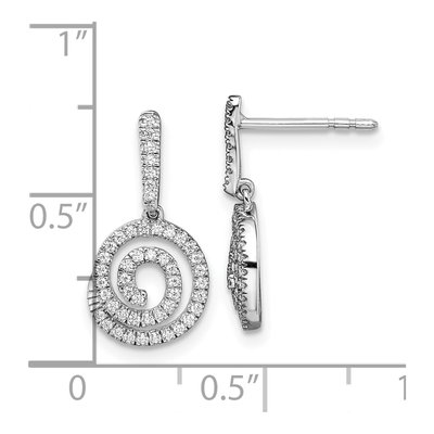 14K White Gold 1/3 ct tw Diamond Circle Swirl Dangle Earrings – view 3