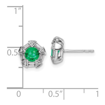 14K White Gold 0.18 ct tw 4.5mm Round Emerald & Diamond Stud Earrings – view 4