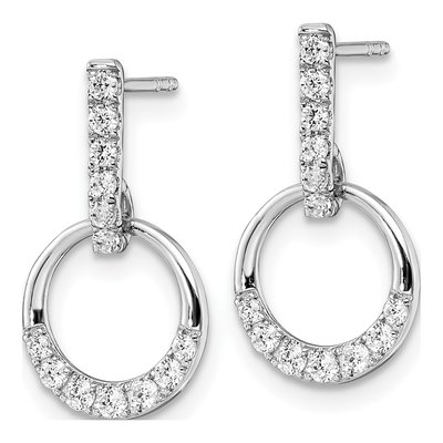 14K White Gold 3/8 ct tw Diamond Circle Dangle Earrings – view 2