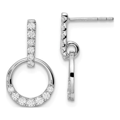 14K White Gold 3/8 ct tw Diamond Circle Dangle Earrings