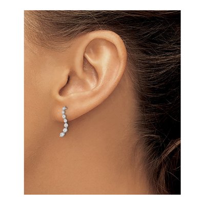 10K White Gold Diamond Journey Drop Earrings – view 3