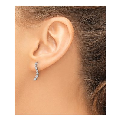 14K White Gold 1/6 ct tw Diamond Journey Dangle Earrings – view 3