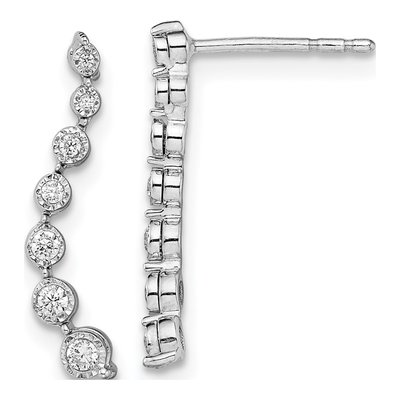 14K White Gold 1/6 ct tw Diamond Journey Dangle Earrings