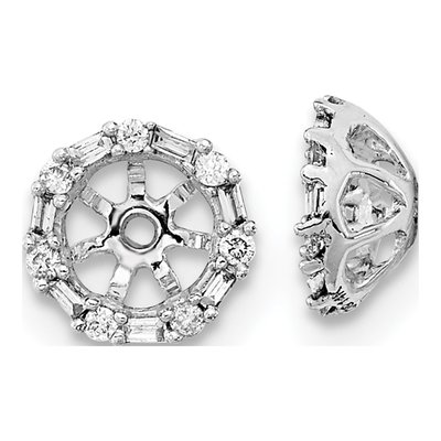 10K White Gold 1/10 ct tw Diamond Earring Jackets