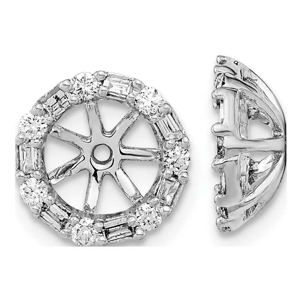 14K White Gold Rhodium-Plated 1/3 Carat Diamond Circle Earring Jackets