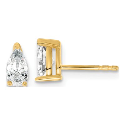 14K Yellow Gold 2/3 ct tw Lab-Grown Diamond Pear Stud Earrings