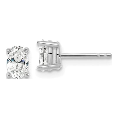 14K White Gold 5/8 ct tw Lab-Grown Diamond Oval Stud Earrings