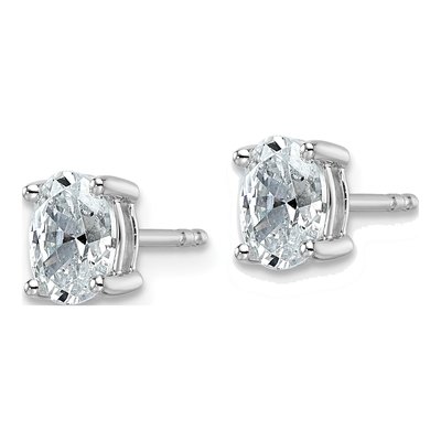 14K White Gold 1 ct tw Lab-Grown Diamond Oval Stud Earrings – view 3