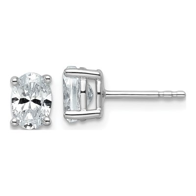 14K White Gold 1 ct tw Lab-Grown Diamond Oval Stud Earrings