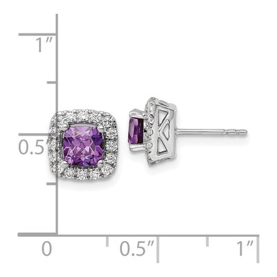 14K White Gold Amethyst & Lab-Grown Diamond Earrings – view 4